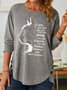 Women Cat Light Letters Loose Casual Long Sleeve Top