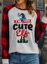 Lilicloth X Paula I‘m The Cute Elf Women's Christmas Long Sleeve Buffalo Plaid T-Shirt