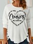 Women's Side by side or miles apart cousins connected by heart Crew Neck Long Sleeve Top