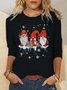 Women Christmas Gnomes Simple Crew Neck Regular Fit Long sleeve Top