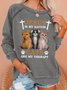 Women's Funny Jesus Is My Savior Cats Are My Therapy Cat Graphic Graphic Text Letters Sweatshirt