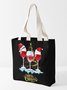 Christmas Red Wine Glass Print Shopping Bag