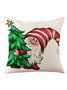 18*18 Christmas Pillowcase Red Green Christmas Elf Faceless Old Man Alphabet Print Holiday Party Cushion Cover