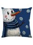 18*18 Christmas Pillowcase Blue Santa Snowman Print Festive Party Cushion Cover