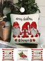 18*18 Christmas Pillowcase Red Striped Elf Faceless Old Man Print Festive Party Cushion Cover