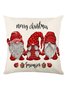 18*18 Christmas Pillowcase Red Striped Elf Faceless Old Man Print Festive Party Cushion Cover