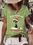 Women's Funny Christmas Cat Graphic Cotton-Blend T-shirt