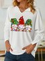 Women Christmas Gnomes V Neck Simple Sweatshirt
