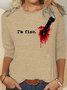 Womens Funny Halloween Print I'm Fine Casual Top