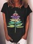 Women's Dragonfly Christmas Tree Casual Crew Neck T-shirt