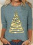 Womens Christmas tree light Letters Casual Top