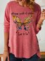 Womens Let It Be Butterfly Letters Top