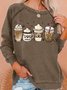 Womens Coffee Dog Lover Crew Neck Casual Sweatshirt