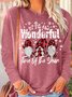Womnes Christmas gnomes New Year Letters Crew Neck Top