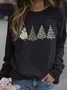 Women's Christmas Tree Graphic Print Crew Neck Loose Casual Sweatshirt