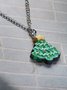 Christmas Green Crystal Christmas Tree Pattern Necklace Festive Party Pendant Jewelry