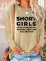 Women's Short Girls Funny Graphic Print Casual Text Letters Cotton-blend Long Sleeve Top