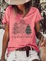Women's Christmas Tree Graphic Print Crew Neck Casual Cotton-Blend T-Shirt