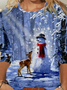 Womens Snowman Christmas Print Top