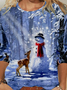 Womens Snowman Christmas Print Top