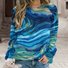 Womens North American Wildlife Abstract Ocean Print Casual Sweatshirt