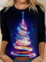 Womens Casual Crew Neck Christmas Top