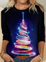 Womens Casual Crew Neck Christmas Top