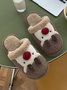 Christmas Elk Color Block Furry Slippers