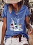 Women Snowman Christmas Print Simple T-Shirt