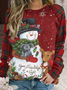 Womens Christmas Snowman Crew Neck Sweatshirt