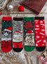 Christmas Cotton Santa Elk Candy Pattern Socks Set Everyday Party Outfits Holiday Gifts