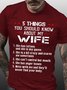 Men's 5things You Should Know A About My Wifeinfluence Funny Graphic Print Cotton Regular Fit Text Letters T-Shirt