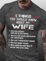 Men's 5things You Should Know A About My Wifeinfluence Funny Graphic Print Cotton Regular Fit Text Letters T-Shirt