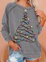 Womens Christmas Light Tree Casual Sweatshirt