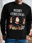 Mens Merry Christmas Elk Funny Santa Graphic Print Claus Sweatshirt