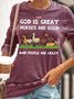 Womens God Is Great Horse Are Good People Are Crazy Casual Crew Neck Sweatshirt