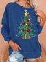 Women Merry Christmas Tree Dog Paw Print Loose Cotton Christmas Sweatshirt
