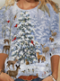 Women's Christmas Tree Elk Casual Long Sleeve Top