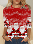 Women Christmas Santa Claus Simple Long sleeve Top