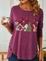 Women's Merry Christmas Gnome Funny Graphic Print Casual Crew Neck Long Sleeve Top
