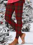Womens Casual Christmas Plaid Leggings