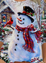 Womens Snowman Bird Crew Neck Casual Christmas Top