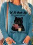Women's Funny Black Cat With Coffee Let Me Check My Giveashitometer Nope Nothing Letter Long Sleeve Top