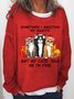 Women Funny Sometimes I question my sanity but my cats told me I’m fine Cat Santa Christmas Sweatshirt