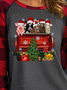 Animal With Christmas Women's Long Sleeve Buffalo Plaid T-Shirt