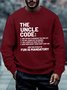 Men Funny The Uncle Code Trendy Text Letters Casual Crew Neck Sweatshirt