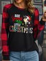 Women's Have Yourself A Merry Little Christmas Christmas Buffalo Plaid Graphic Print Merry Christmas Loose Crew Neck Top