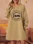 Funny Word I am Inspiration Casual Text Letters Crew Neck Sweatshirt Dress