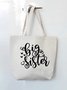 Big Sister Family Text Letter Shopping Tote