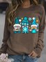 Women's Christmas Gnome Graphic Crew Neck Loose Casual Sweatshirt